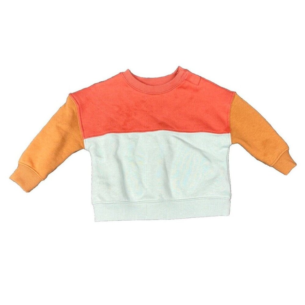 Little Co Baby Boy 6M 6 Colorblock Sweatshirt Blue Red Brown Lauren Organic